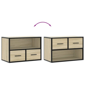 Dulap TV, stejar sonoma, 60x31x39,5cm, lemn prelucrat și metal - Img 6