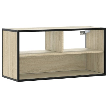Dulap TV, stejar sonoma, 80x31x39,5 cm, lemn prelucrat și metal - Img 2