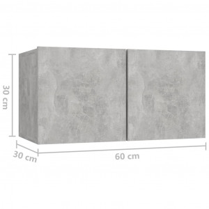 Dulap TV suspendat, gri beton, 60x30x30 cm - Img 7