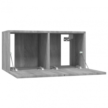 Dulap TV suspendat, gri sonoma, 60x30x30 cm, lemn prelucrat - Img 8