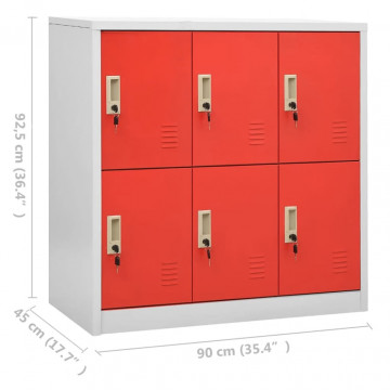 Dulap vestiar, gri deschis și roșu, 90x45x92,5 cm, oțel - Img 7