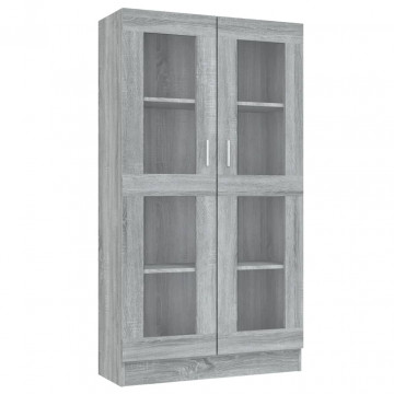 Dulap vitrină, gri sonoma, 82,5x30,5x150 cm, lemn prelucrat - Img 2