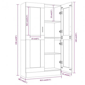 Dulap vitrină, gri sonoma, 82,5x30,5x150 cm, lemn prelucrat - Img 7
