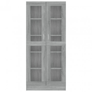 Dulap vitrină, gri sonoma, 82,5x30,5x185,5 cm, lemn prelucrat - Img 3
