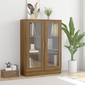 Dulap vitrină, stejar maro, 82,5x30,5x115 cm, lemn prelucrat - Img 1