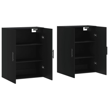 Dulapuri cu montaj pe perete, 2 buc, negru, 69,5x34x90 cm - Img 4