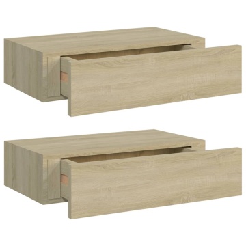 Dulapuri de perete cu sertar, 2 buc., stejar, 40x23,5x10 cm MDF - Img 2