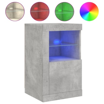 Dulapuri laterale cu lumini LED 2 buc. gri beton lemn prelucrat - Img 8