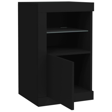 Dulapuri laterale cu lumini LED 2 buc. negru lemn prelucrat - Img 6