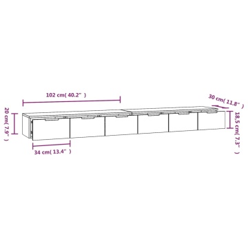 Dulapuri perete 2 buc stejar afumat 102x30x20 cm lemn prelucrat - Img 6