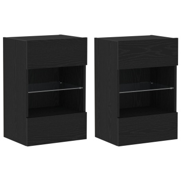 Dulapuri TV, 2 buc., stejar negru, 40x30x60,5 cm lemn prelucrat - Img 2