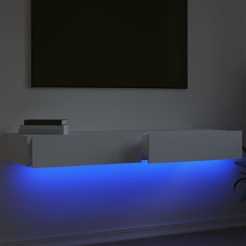 Dulapuri TV cu lumini LED, 2 buc., alb, 60x35x15,5 cm - Img 4