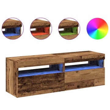 Dulapuri TV cu lumini LED, 2 buc., lemn vechi, lemn prelucrat - Img 2