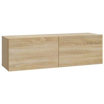 Dulapuri TV de perete, 4 buc, stejar sonoma, 100x30x30 cm - Img 4