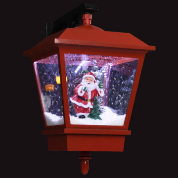 Felinar de perete cu leduri și Moș Crăciun, roșu, 40x27x45 cm - Img 3