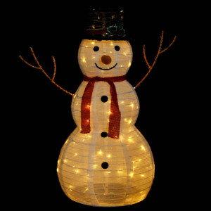 Figurină decorativă Crăciun om de zăpadă LED țesătură lux 90 cm - Img 3