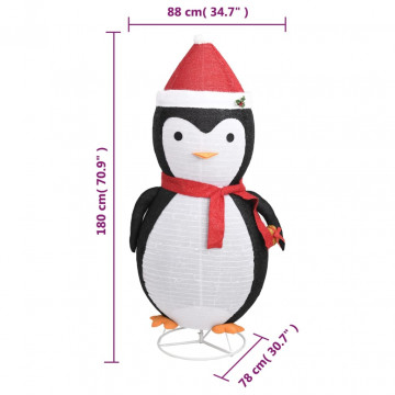 Figurină pinguin decorativă Crăciun, LED, 180 cm, țesătură lux - Img 6