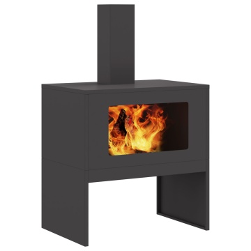 Foc de tabără cu horn Negru 60x40x96 cm Oțel - Img 3