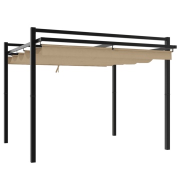 Foișor de grădină acoperiș retractabil gri taupe 3x3 m aluminiu - Img 5