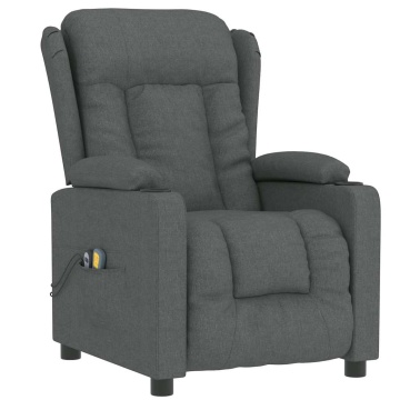 Fotoliu de masaj electric rabatabil, gri închis, textil - Img 3