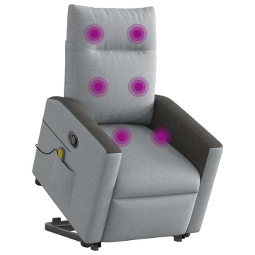 Fotoliu de masaj rabatabil cu ridicare, gri deschis, textil - Img 2