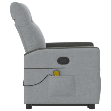 Fotoliu de masaj rabatabil cu ridicare, gri deschis, textil - Img 5