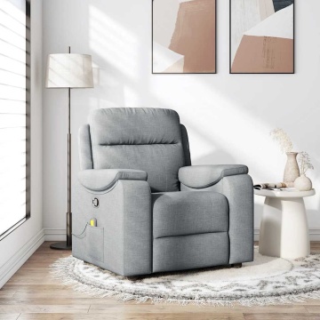 Fotoliu de masaj rabatabil, gri deschis, textil - Img 1
