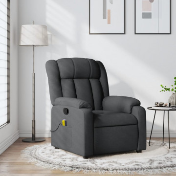 Fotoliu de masaj rabatabil, gri închis, material textil - Img 1