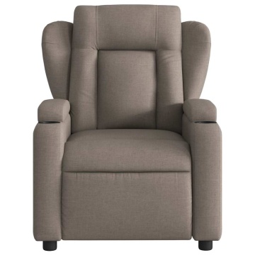 Fotoliu de masaj rabatabil, gri taupe, material textil - Img 6