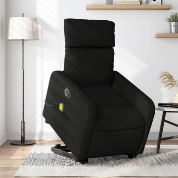 Fotoliu electric de masaj rabatabil cu ridicare, negru, textil - Img 1