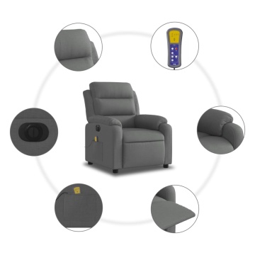 Fotoliu electric de masaj rabatabil, gri închis, textil - Img 7
