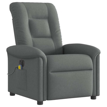 Fotoliu electric de masaj rabatabil, gri închis, textil - Img 4