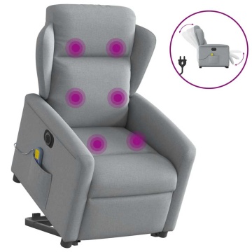 Fotoliu electric masaj rabatabil cu ridicare, gri închis textil - Img 1