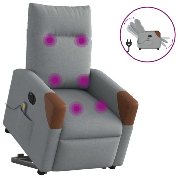 Fotoliu electric masaj rabatabil cu ridicare, gri închis textil - Img 1