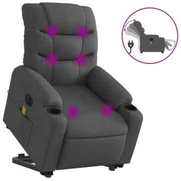 Fotoliu electric masaj rabatabil cu ridicare, gri închis textil - Img 2