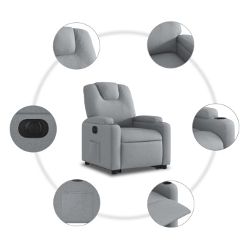 Fotoliu electric rabatabil cu ridicare, gri deschis, textil - Img 7