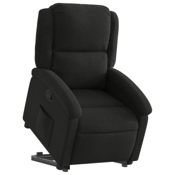 Fotoliu rabatabil cu ridicare pe verticală, negru, textil - Img 3