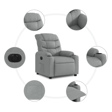 Fotoliu rabatabil electric, gri deschis, textil - Img 7