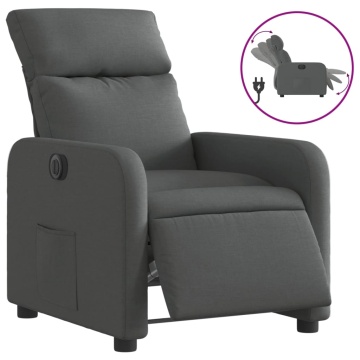 Fotoliu rabatabil electric, gri închis, material textil - Img 2