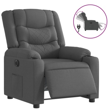 Fotoliu rabatabil electric, gri închis, material textil - Img 2
