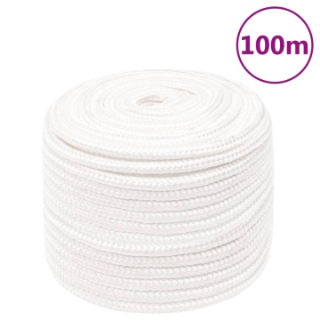 Frânghie de barcă, alb complet, 12 mm, 100 m, polipropilenă - Img 1