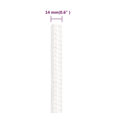 Frânghie de barcă, alb complet, 14 mm, 25 m, polipropilenă - Img 5
