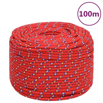 Frânghie de barcă, roșu, 10 mm, 100 m, polipropilenă - Img 1