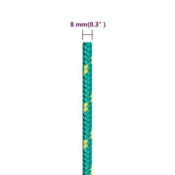 Frânghie de barcă, verde, 8 mm, 50 m, polipropilenă - Img 5