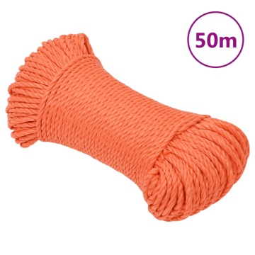 Frânghie de lucru, portocaliu, 3 mm, 50 m, polipropilenă - Img 1