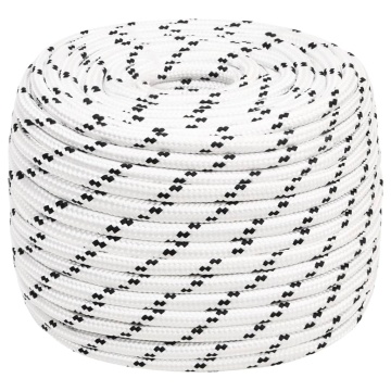 Frânghie împletită pentru barcă, alb, 14 mm x 100 m, poliester - Img 1