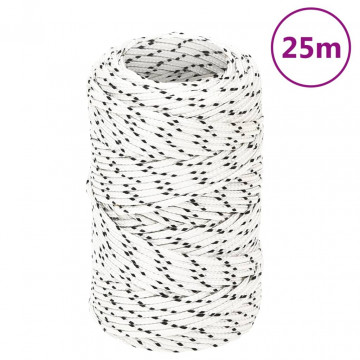 Frânghie împletită pentru barcă, alb, 2 mm x 25 m, poliester - Img 5