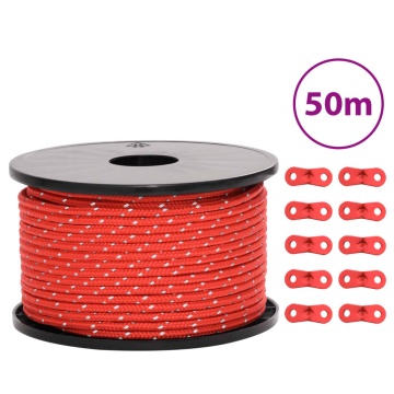 Funie pentru cort cu benzi reflectorizante și chei, 50 m, 5 mm - Img 1