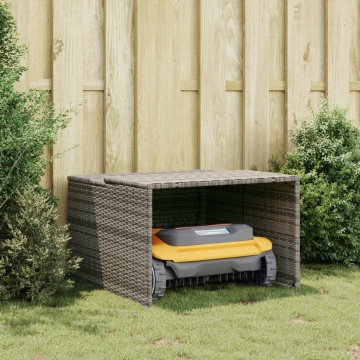 Garaj pentru mașina de tuns iarba, gri 86x90x52/57 cm poliratan - Img 3