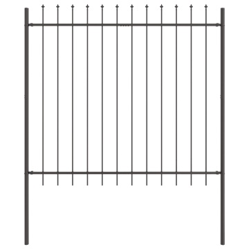 Gard cu varf in forma de lance Gri 3,4x1,5 m Otel - Img 4